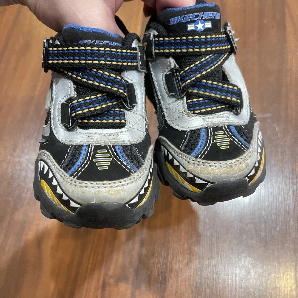 Skechers Shoes Falcon SKX Super Z Strap Boys Youth Size 6 Black Gray Blue Yellow
